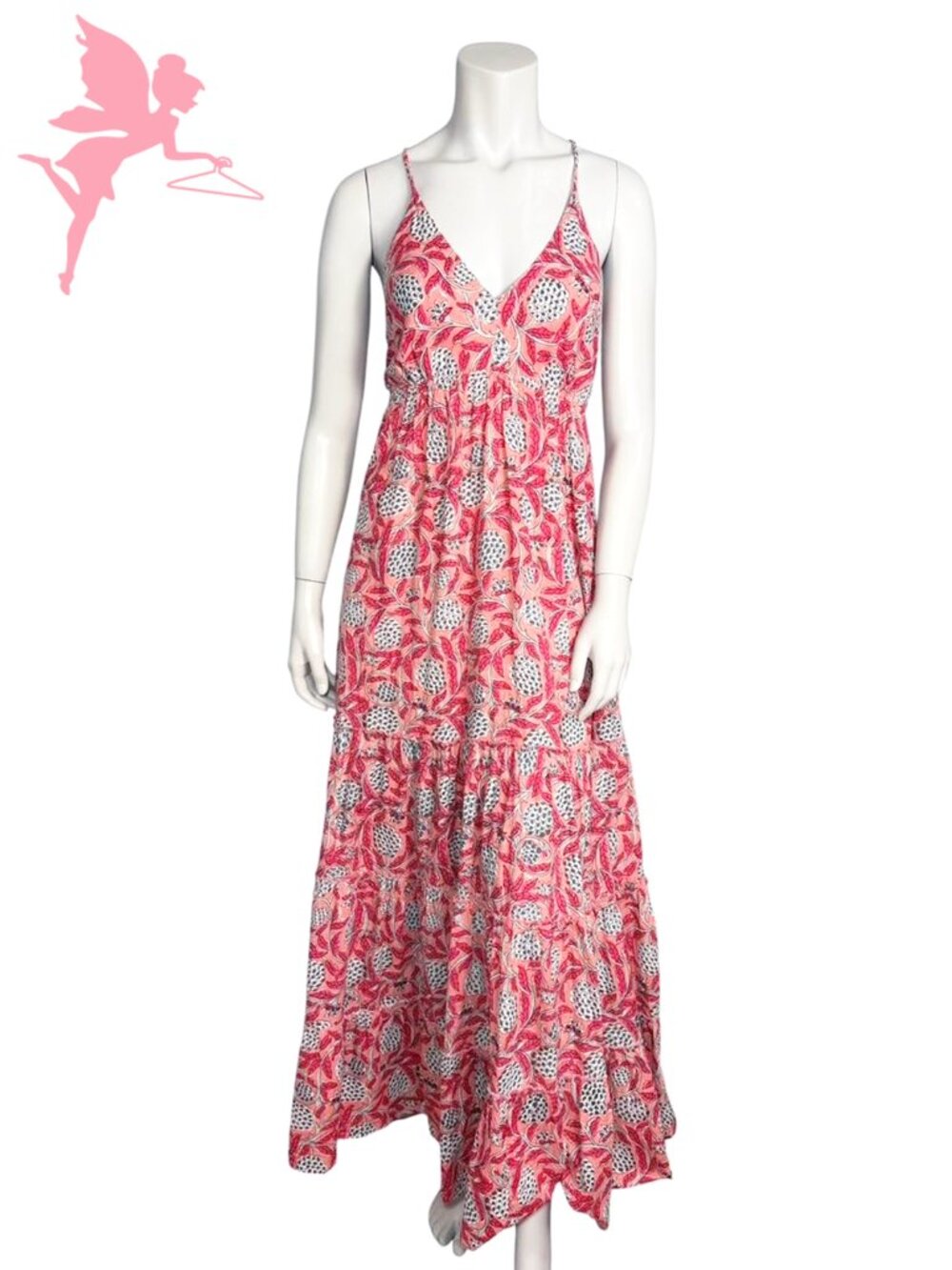 PERRY WALKER COLLECTIVE Annie Block Print Botanical Palm Beach Maxi Sundress - Picture 2 of 9